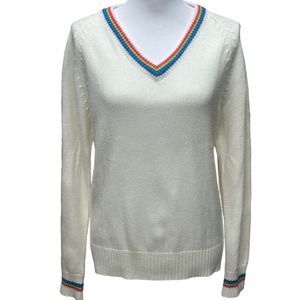 Levi’s Levi Strauss & Co Women's Vintage V-Neck  Sweater W/ Rainbow Trim Size M?